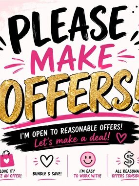 Please Make Offers Sign - Pink, Gold & Black Graphic